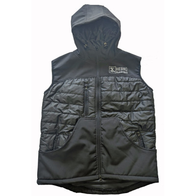 Gilet HEBRÜ softshell nero super leggero con cappuccio