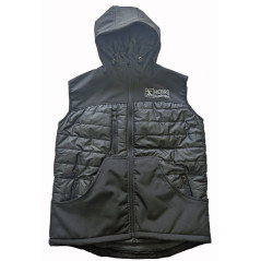 Gilet HEBRÜ softshell nero super leggero con cappuccio