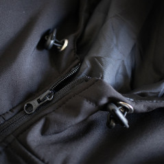 Gilet HEBRÜ softshell nero super leggero con cappuccio